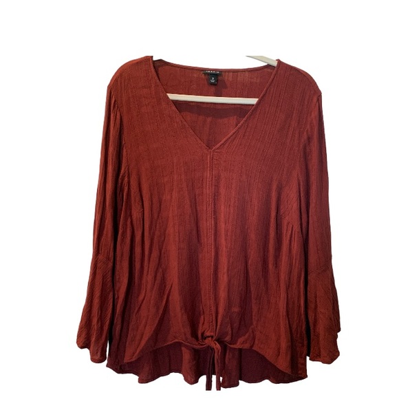 TORRID | Long Sleeve V-neck Tie Front Blouse | Plus Size 3 - Picture 1 of 9